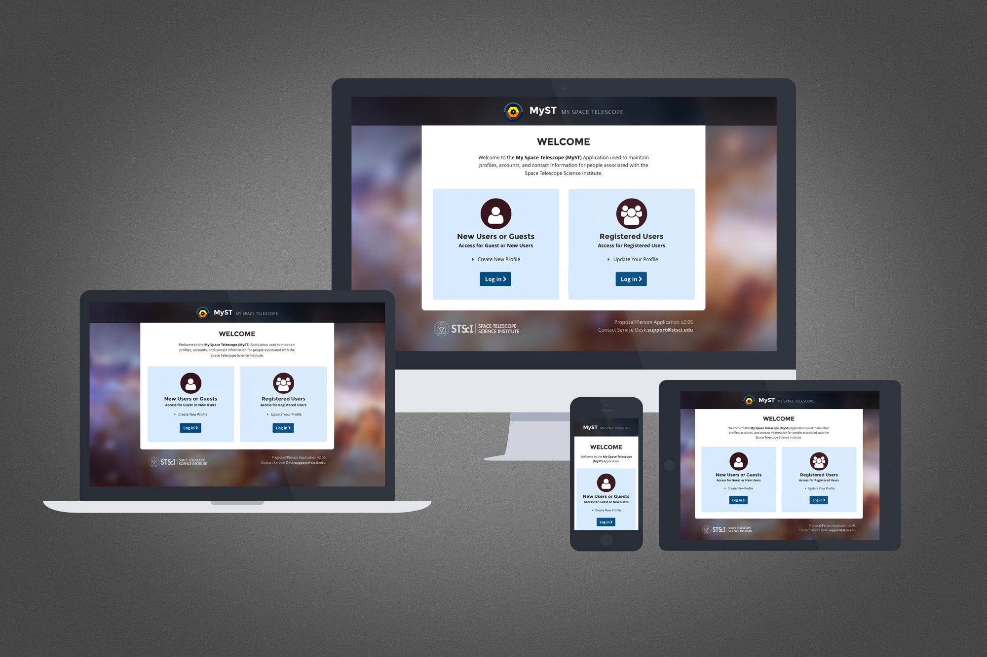 User interface, user experience design for intranet login application.