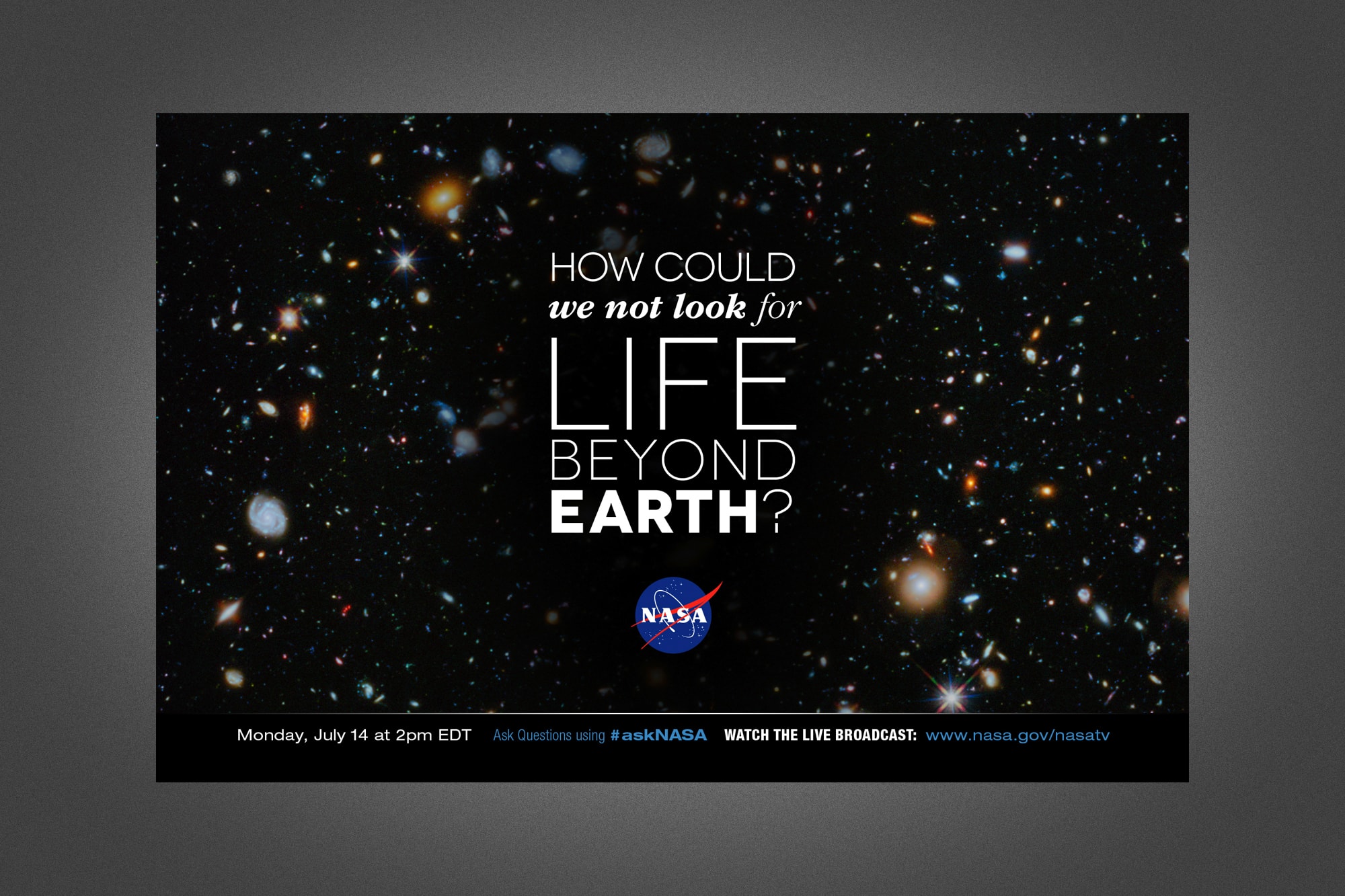 Social media graphics for live NASA TV event.
