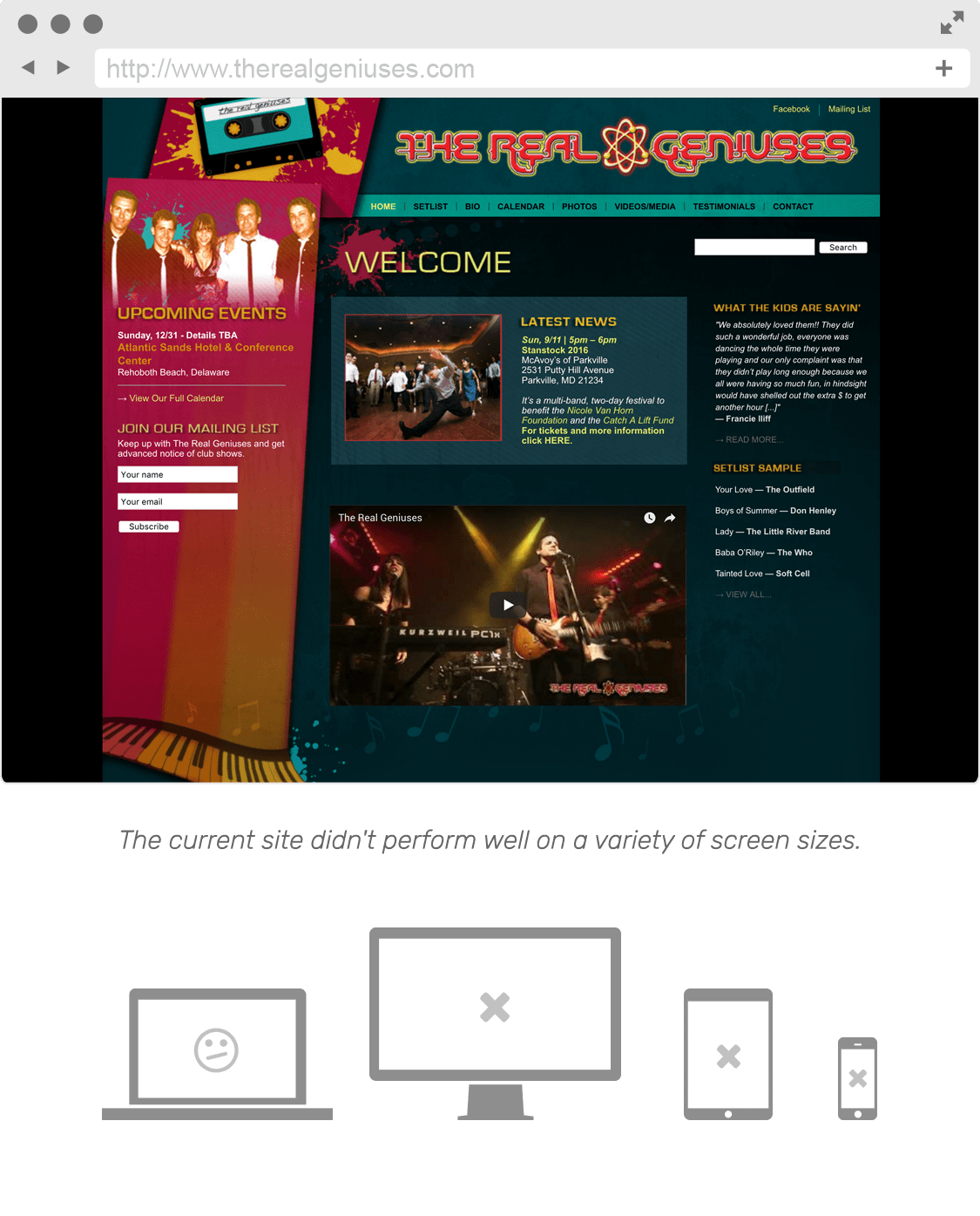 Before image of Real Geniuses website