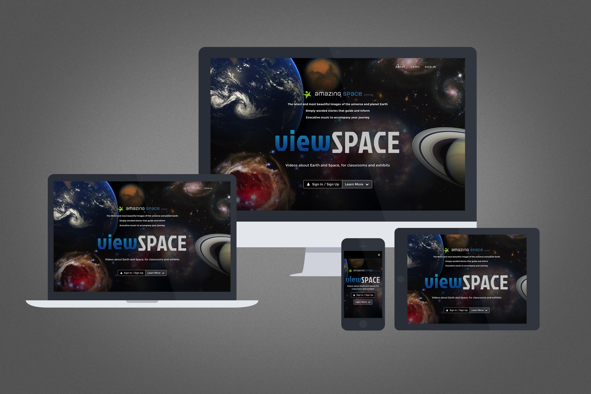 User interface, user experience design for astronomy video player web application.